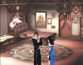 Squall speaking to Rinoa in her private room