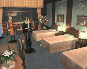 Squall and Quistis in the hotel room of Deling City