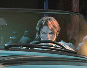 Squall driving the car to initiate battle against Edea