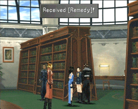 Picking up a Remedy from one of the SeeD members in the Library