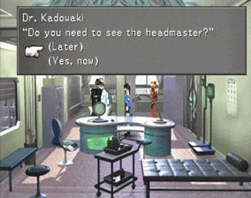 Dr. Kadowaki talking to Squall in the infirmary
