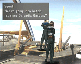 Squall giving directions to initiate the battle