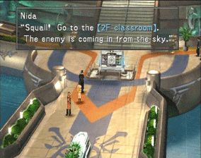 Nida directing Squall to go to the 2f Classroom