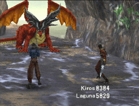 Laguna and Kiros battling against the Red Dragon