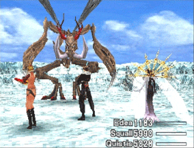 Boss battle against Abadon in the Great Salt Lakes with Edea