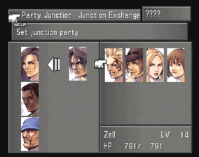 Party Junction and Junction Exchange screen prior to the Laguna Dream Sequence