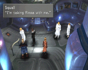 Squall resuing Rinoa at the Sorceress Memorial