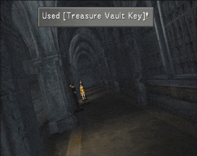 Walking through the hallways and using the Treasure Vault Key