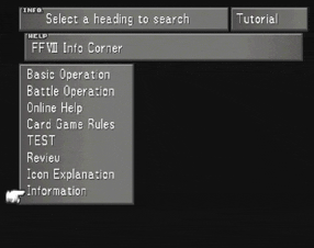 Information section under the tutorial section