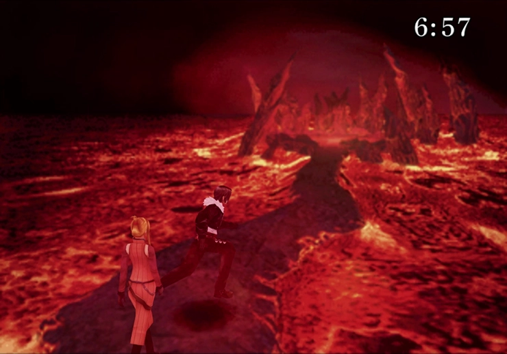 Quistis and Squall approaching the Fire Cavern