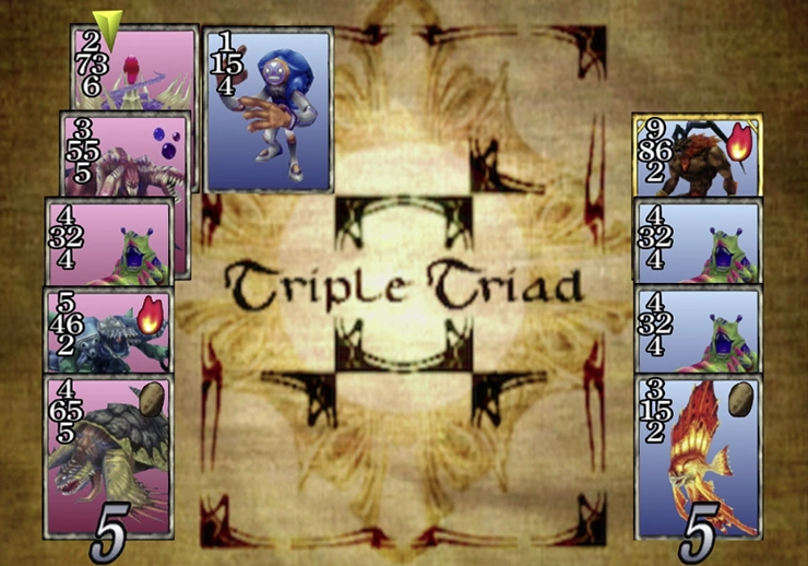 A match of Triple Triad early on in the game