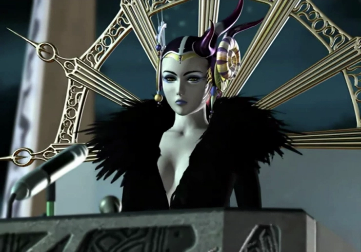 Edea as she approaches the podium in Deling City