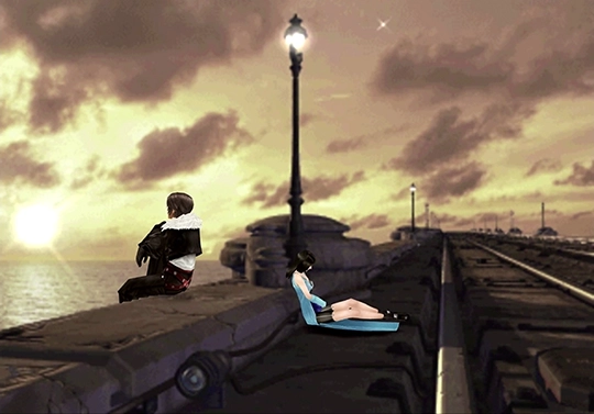 Squall and Rinoa on the bridge