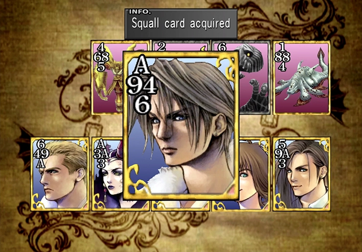 Obtaining the Squall triple triad card from Laguna near the end of the game