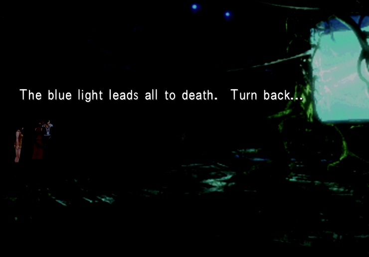 Message when you reach the lab: The blue light leads all to death. Turn back…