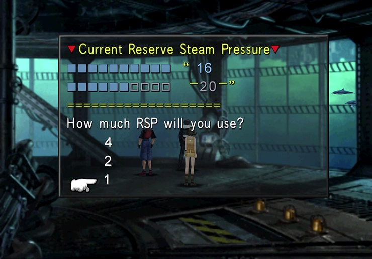 Current Reserve Steam Pressure indicator as you descend each of the levels