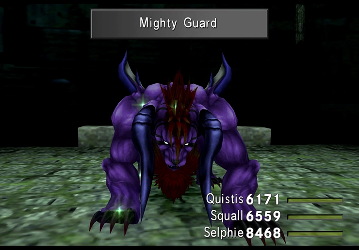 Behemoth using Might Guard in battle