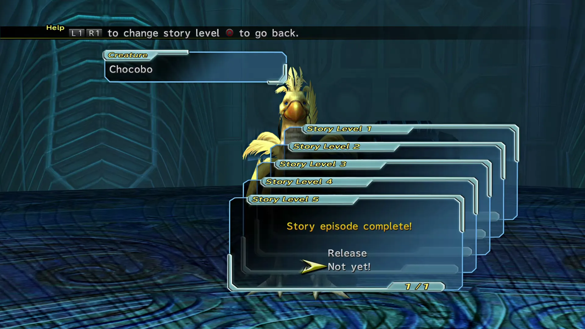 Viewing Chocobo’s full Creature History Story and releasing it