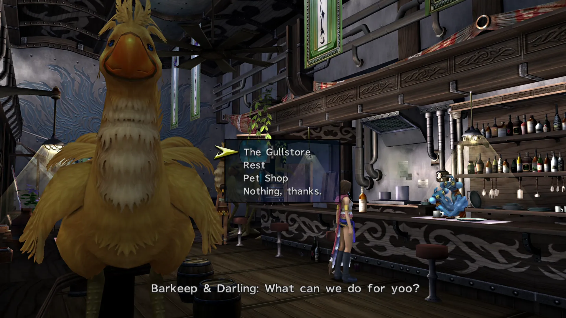 Talking to Barkeep & Darling in the cabin of the Celsius