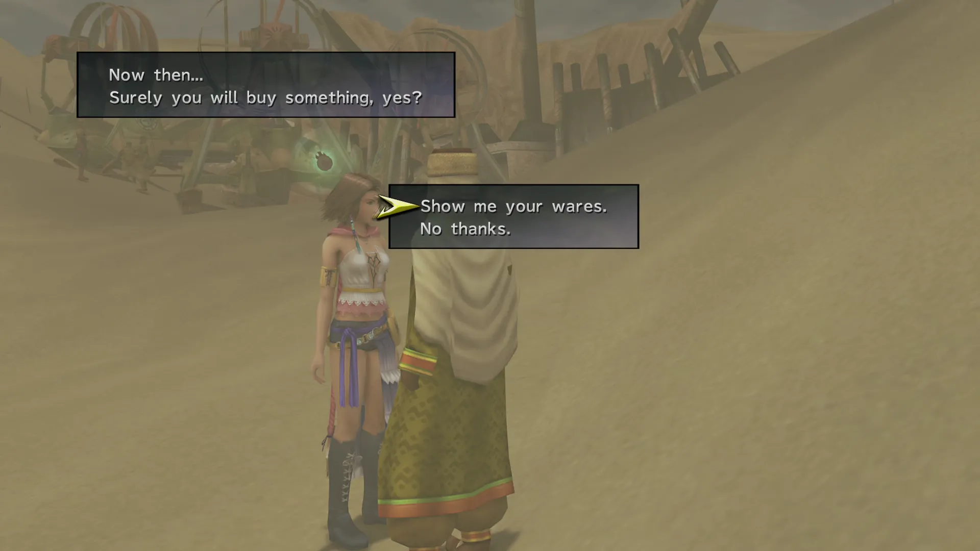 Speaking to the shopkeeper near the Save Sphere on Bikanel Island
