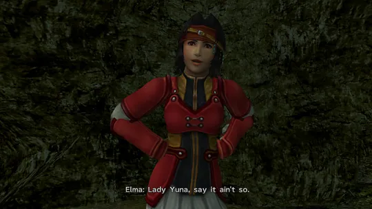 Elma shocked that Yuna gave the Awesome Sphere to New Yevon