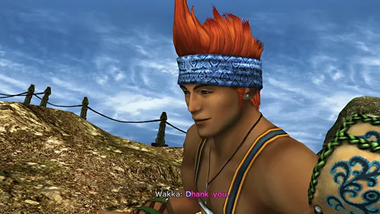 Wakka thanking Rikku for her advice about becoming a parent