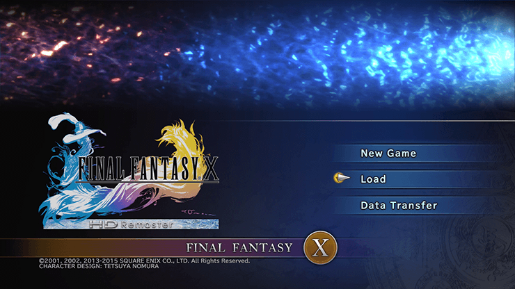The game start screen for Final Fantasy X
