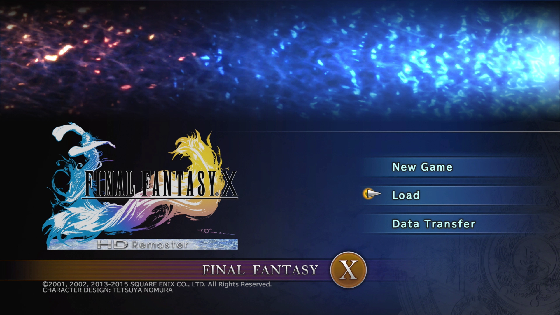 The game start screen for Final Fantasy X