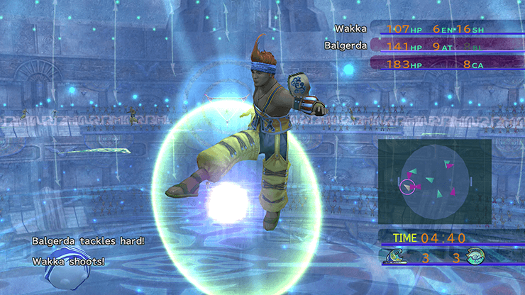 Wakka shooting the Blitzball during the opening tournament