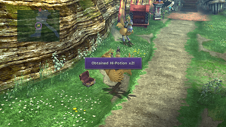 Picking up a chest while on the Chocobo