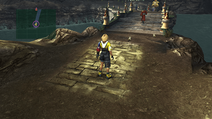 Tidus standing outside the Djose Temple
