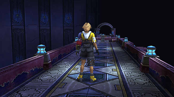 Tidus at the entrance to the Bevelle Cloister of Trials