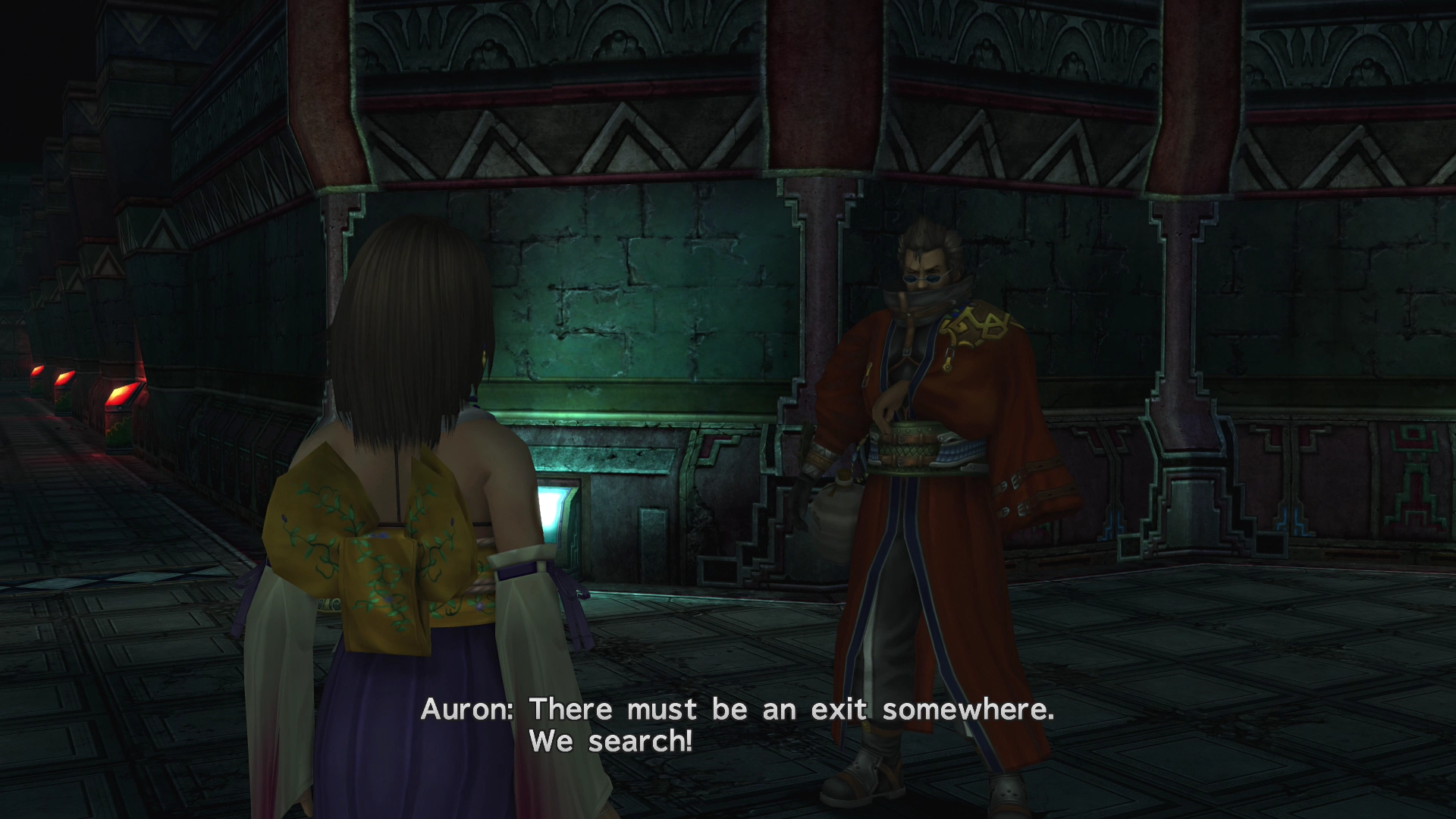 Yuna finding Auron in the Via Purifico