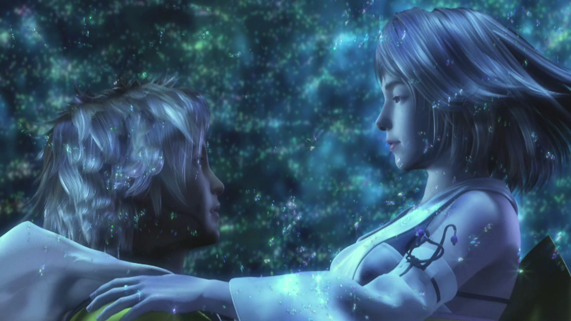 Tidus and Yuna kissing