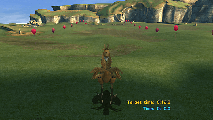 Tidus riding a Chocobo through one of the training courses