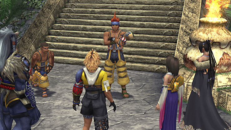 Tidus crossing a bridge on the way to the Kilika Cloister of Trials