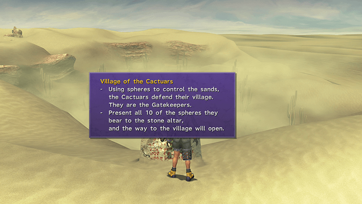 The instructions for the Village of the Cactuar side quest
