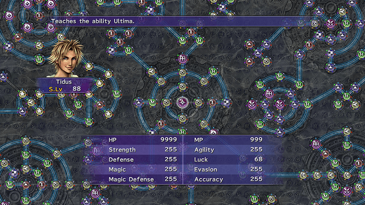 The stats window in the Sphere Grid