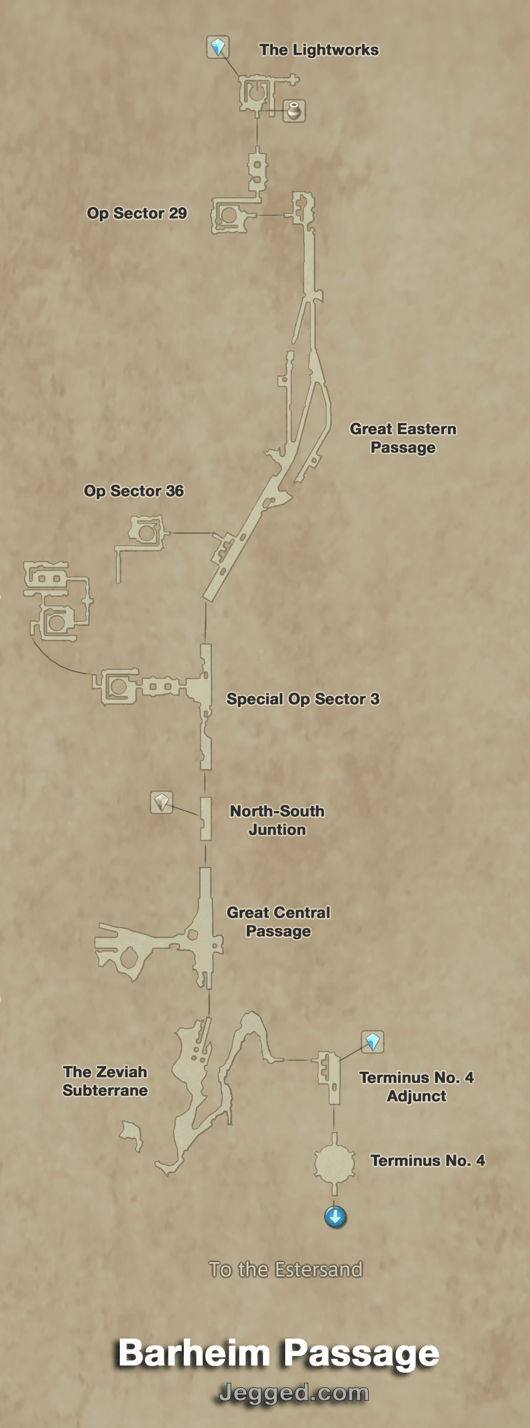 Map of the Barheim Passage with some sections locked off