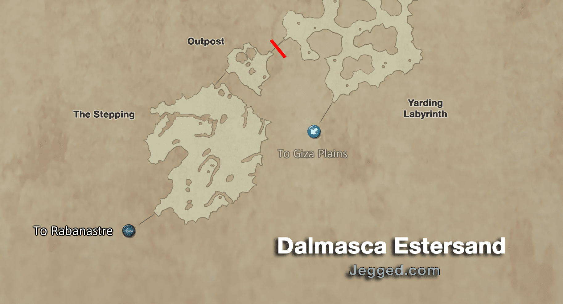 Map of Dalmasca Estersand with the Outpost Blocked off