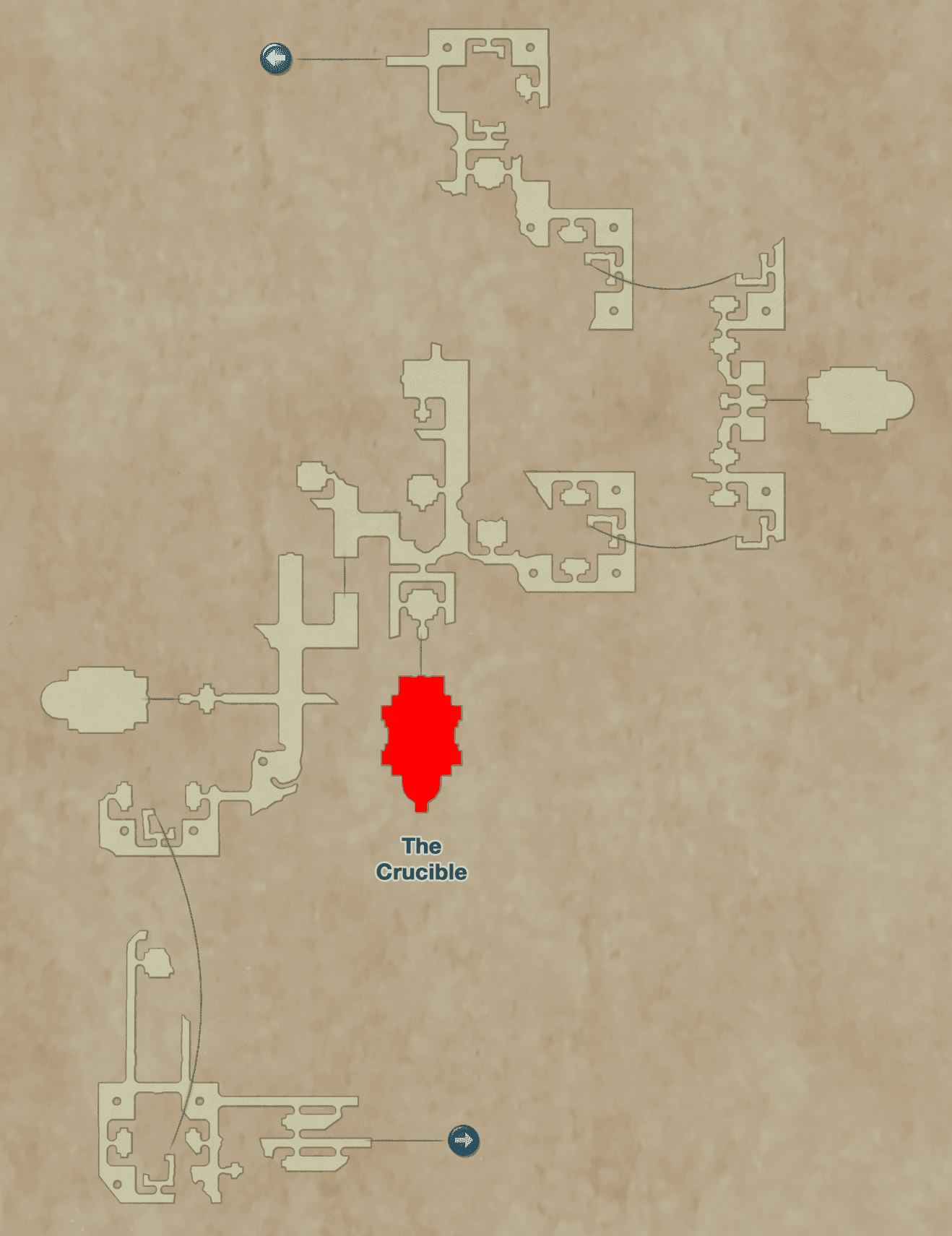 Map of the Necrohol of Nabudis with the The Crucible room pointed out - location of Chaos