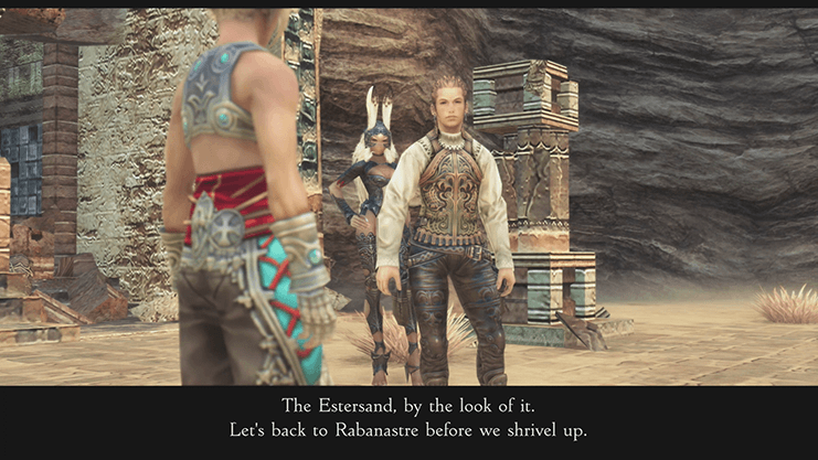 Balthier explaining that they should head back to Rabanastre