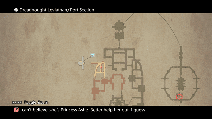 The map of the Dreadnought Leviathan starting in the Port Launch