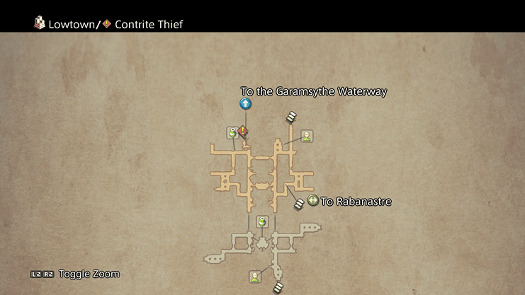 Map indicating where to find the Contrite Thief