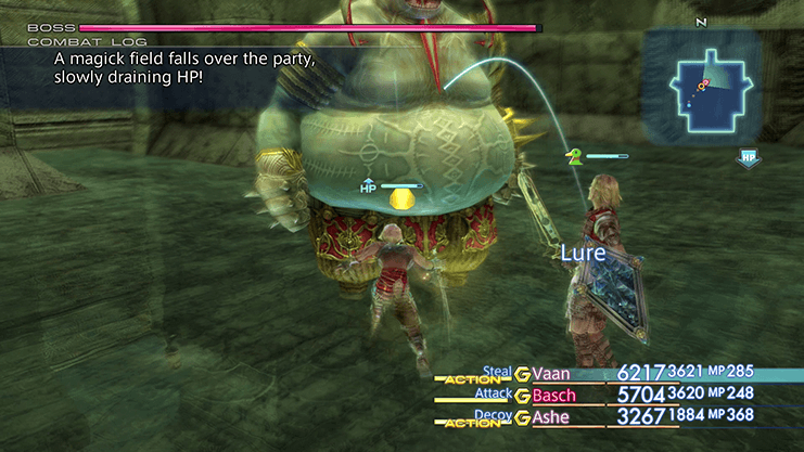 Boss battle against Cuchulainn with the magick field falling over the party