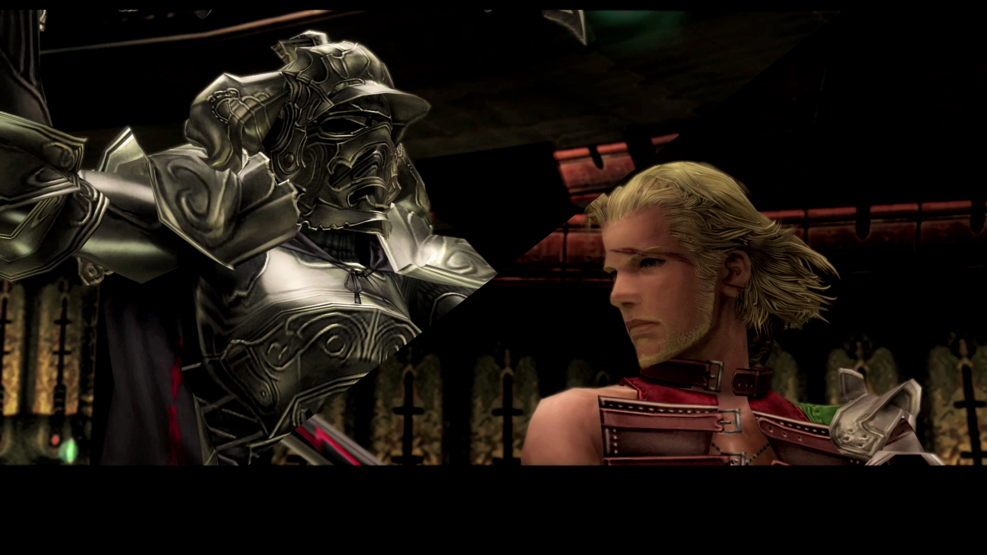 Battle against Gabranth split screen with Basch