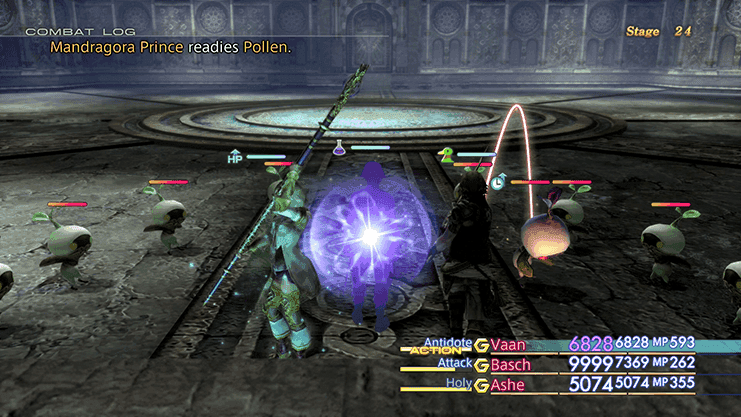 Battle against Mandragora Prince during Trial Mode Stage 24