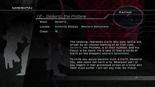 The objective overview screen for Mission 12 against Geiseric