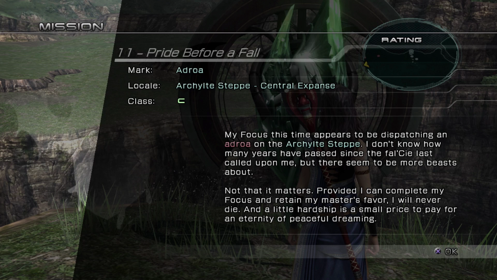 The objective overview screen for Mission 11 against Adroa