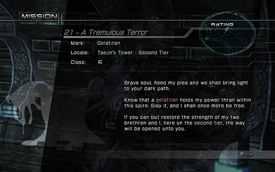 The objective overview screen for Mission 21 against Gelatitan